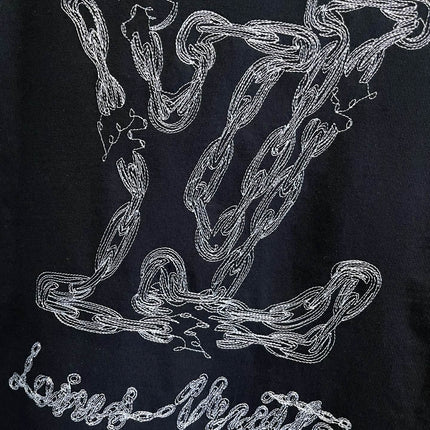 LV BLACK COTTON T-SHIRT EMBROIDERED LOGO 238862