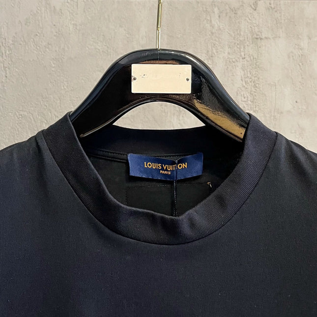 LV BLACK COTTON T-SHIRT EMBROIDERED LOGO 238862