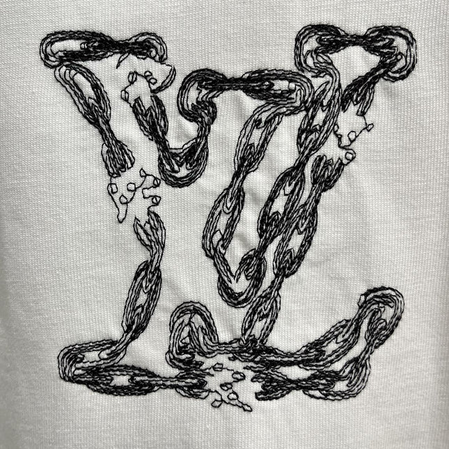 LV WHITE COTTON T-SHIRT EMBROIDERED LOGO 238861