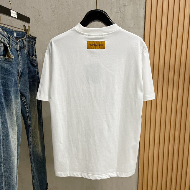 LV WHITE COTTON T-SHIRT EMBROIDERED LOGO 238861