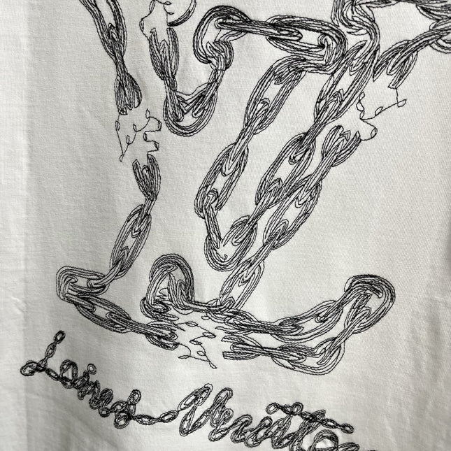 LV WHITE COTTON T-SHIRT EMBROIDERED LOGO 238861