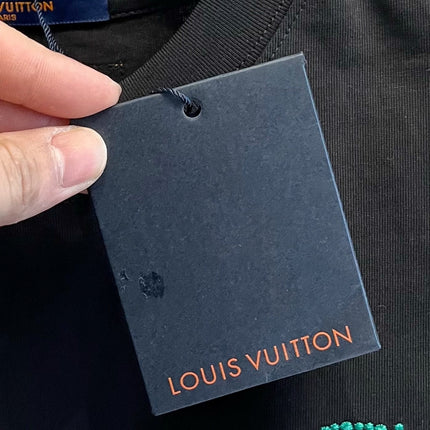 LV T-SHIRT IN BLACK EMBROIDERED LOGO PURE COTTON 238776