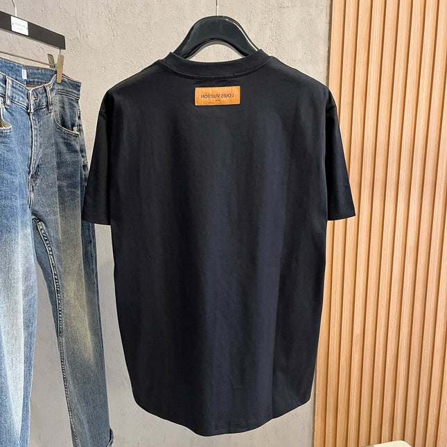 LV T-SHIRT IN BLACK EMBROIDERED LOGO PURE COTTON 238776