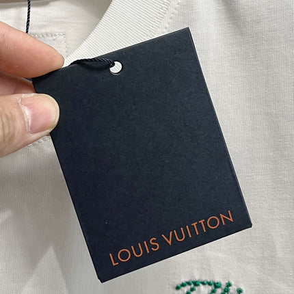 LV T-SHIRT IN WHITE EMBROIDERED LOGO PURE COTTON 238777