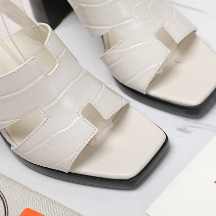 ERIS 95 SANDAL WHITE CALFSKIN PATTERNED