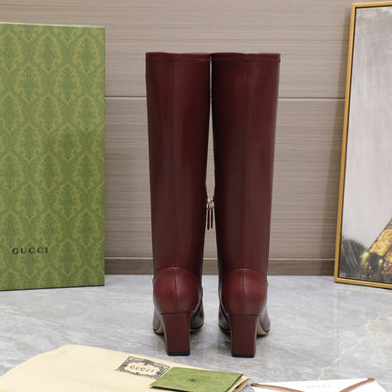 GG HORSEBIT KNEE HIGH BOOTS IN SANGRIA RED SHEEPSKIN