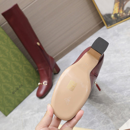 GG HORSEBIT KNEE HIGH BOOTS IN SANGRIA RED SHEEPSKIN