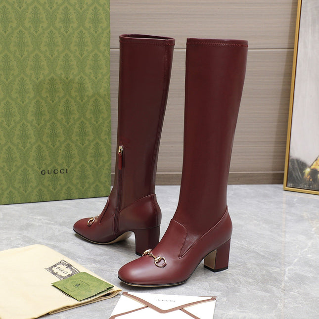 GG HORSEBIT KNEE HIGH BOOTS IN SANGRIA RED SHEEPSKIN