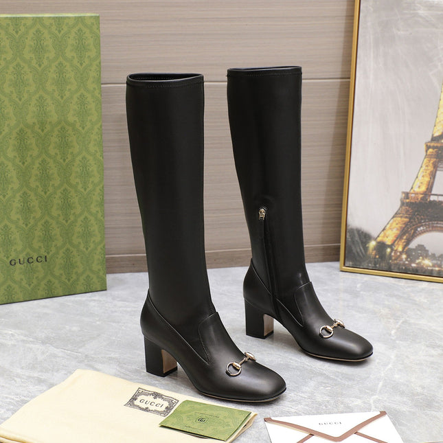 GG HORSEBIT KNEE HIGH BOOTS IN BLACK SHEEPSKIN