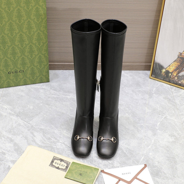 GG HORSEBIT KNEE HIGH BOOTS IN BLACK SHEEPSKIN