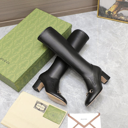 GG HORSEBIT KNEE HIGH BOOTS IN BLACK SHEEPSKIN