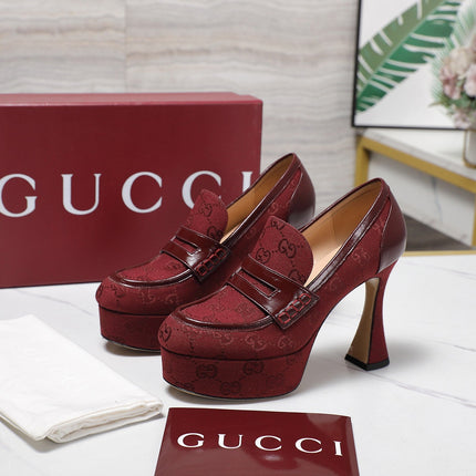 GG CLASSIC HIGH HEELS 110 IN DARK RED WITH LOGO PRINT