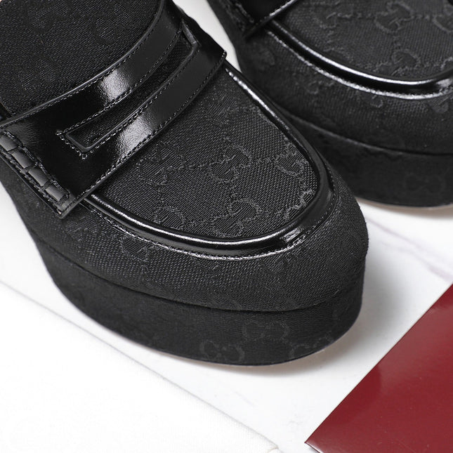 GG CLASSIC HIGH HEELS 110 IN BLACK WITH LOGO PRINT