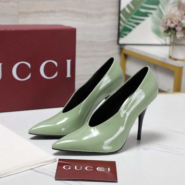 GG CLASSIC HIGH HEEL 105 IN PISTACHIO GREEN LAMBSKIN