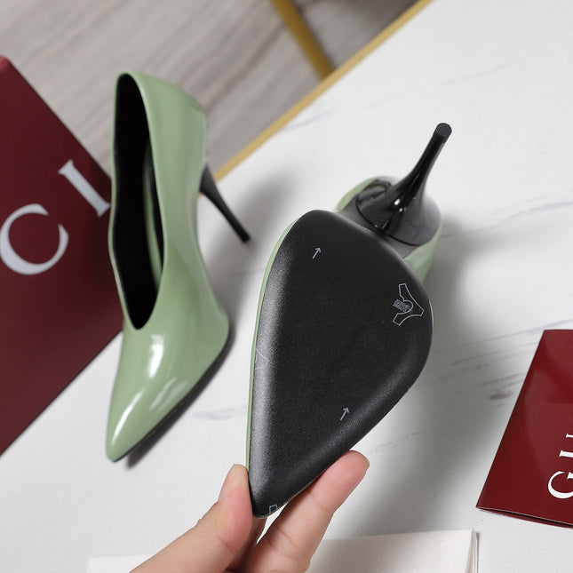 GG CLASSIC HIGH HEEL 105 IN PISTACHIO GREEN LAMBSKIN