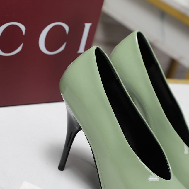 GG CLASSIC HIGH HEEL 105 IN PISTACHIO GREEN LAMBSKIN
