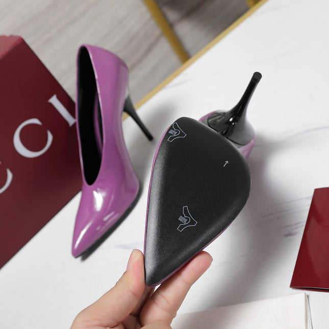 GG CLASSIC HIGH HEEL 105 IN PURPLE LAMBSKIN