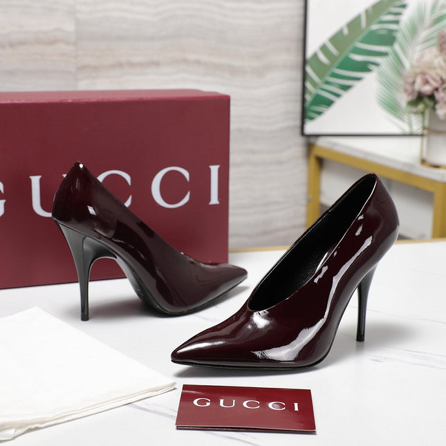 GG CLASSIC HIGH HEEL 105 IN DEEP WINE LAMBSKIN