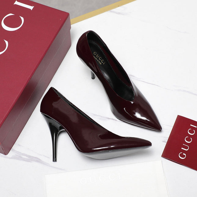 GG CLASSIC HIGH HEEL 105 IN DEEP WINE LAMBSKIN