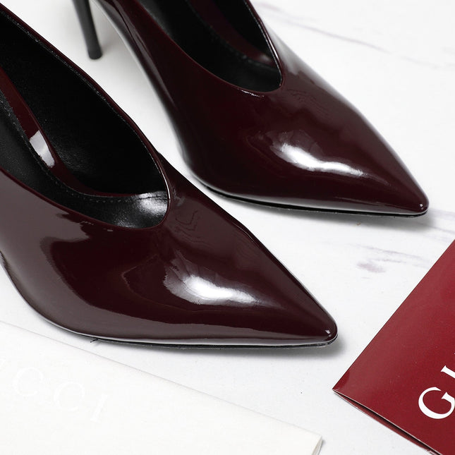 GG CLASSIC HIGH HEEL 105 IN DEEP WINE LAMBSKIN