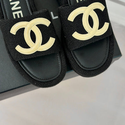 CLASSIC SLIPPERS THICK SOLE IN BLACK TWEED