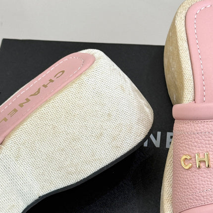 PLATFORM SLIPPERS IN BABY PINK LAMBSKIN