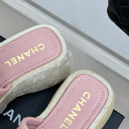 PLATFORM SLIPPERS IN BABY PINK LAMBSKIN