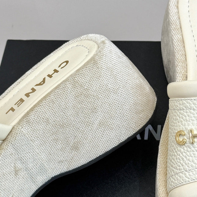 PLATFORM SLIPPERS IN WHITE LAMBSKIN