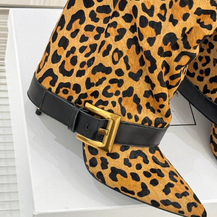 BALMAIN 25S ANTHEM BOOTS IN LEOPARD PRINT CALFSKIN