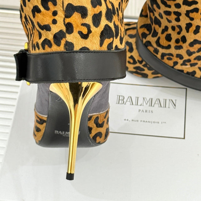 BALMAIN 25S ANTHEM BOOTS IN LEOPARD PRINT CALFSKIN