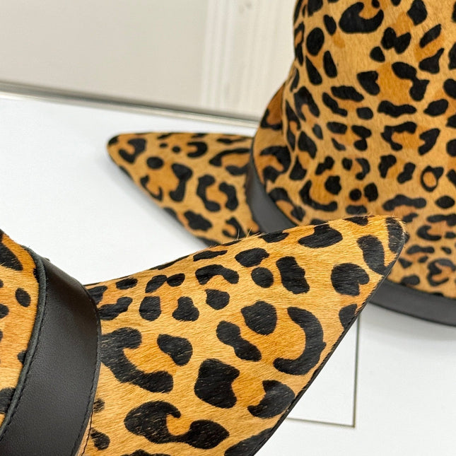 BALMAIN 25S ANTHEM BOOTS IN LEOPARD PRINT CALFSKIN