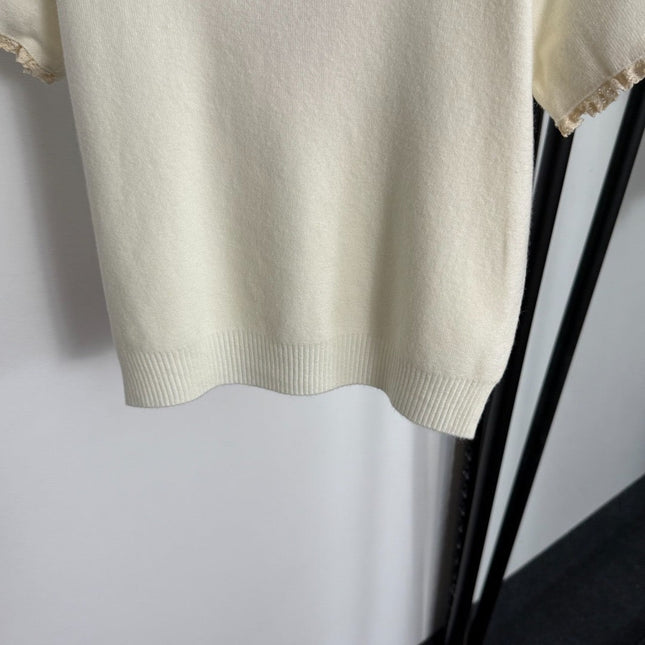 MIUMIU SHORT-SLEEVE KNIT TOP STYLE 381