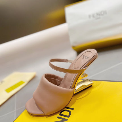 FENDI BAGUETTE HIGH-HEEL SANDALS 8 CM IN CAMEL BROWN CALFSKIN