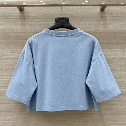 Loewe 25 Cropped Anagram T-Shirt Blue Cotton