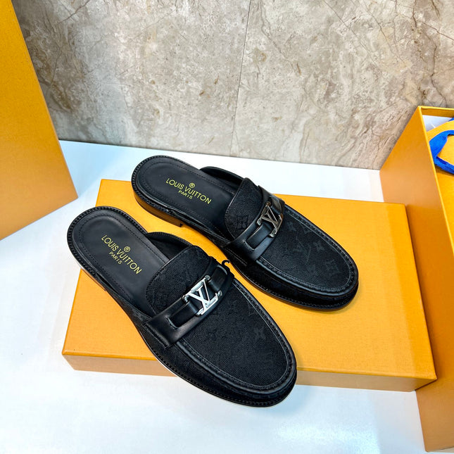 LV EASY MULE BLACK MONOGRAM CANVAS