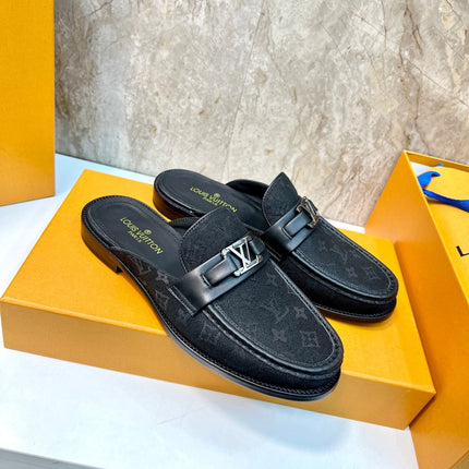 LV EASY MULE BLACK MONOGRAM CANVAS