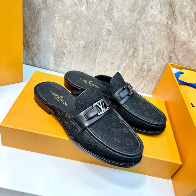 LV EASY MULE BLACK MONOGRAM CANVAS