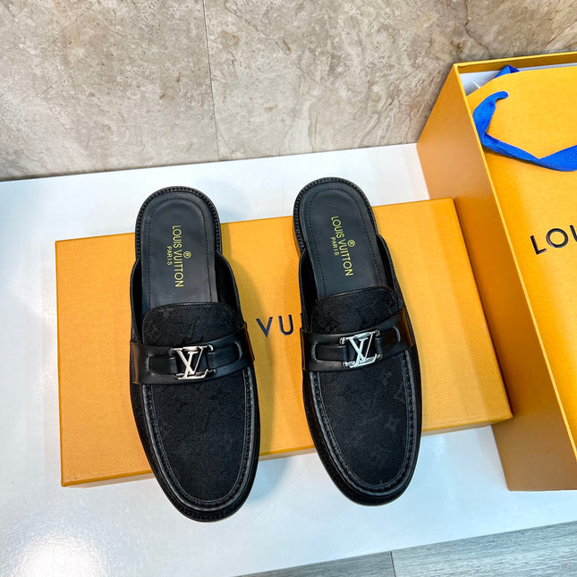 LV EASY MULE BLACK MONOGRAM CANVAS