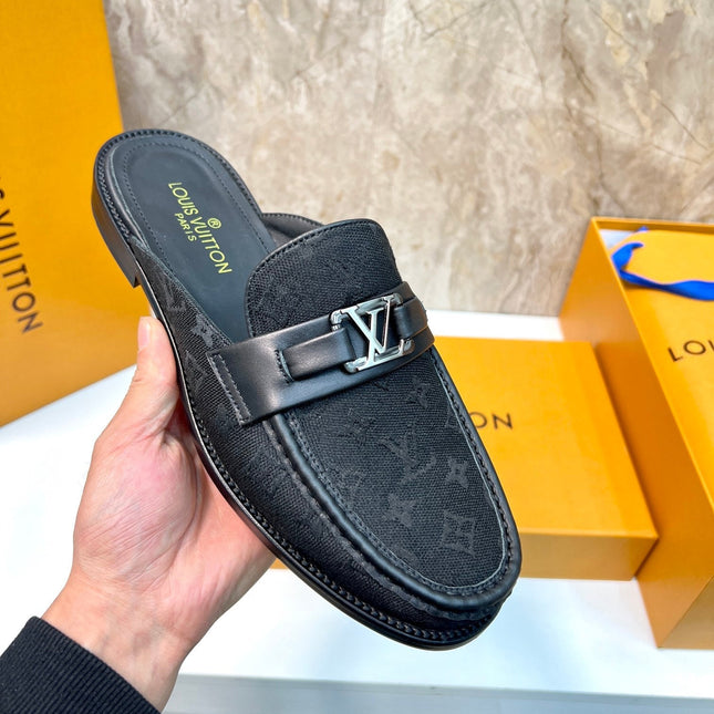 LV EASY MULE BLACK MONOGRAM CANVAS