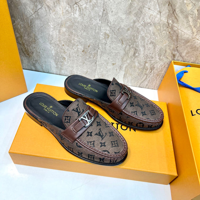 LV EASY MULE DARK BROWN MONOGRAM CANVAS