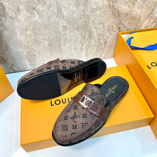 LV EASY MULE DARK BROWN MONOGRAM CANVAS