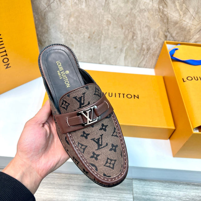 LV EASY MULE DARK BROWN MONOGRAM CANVAS