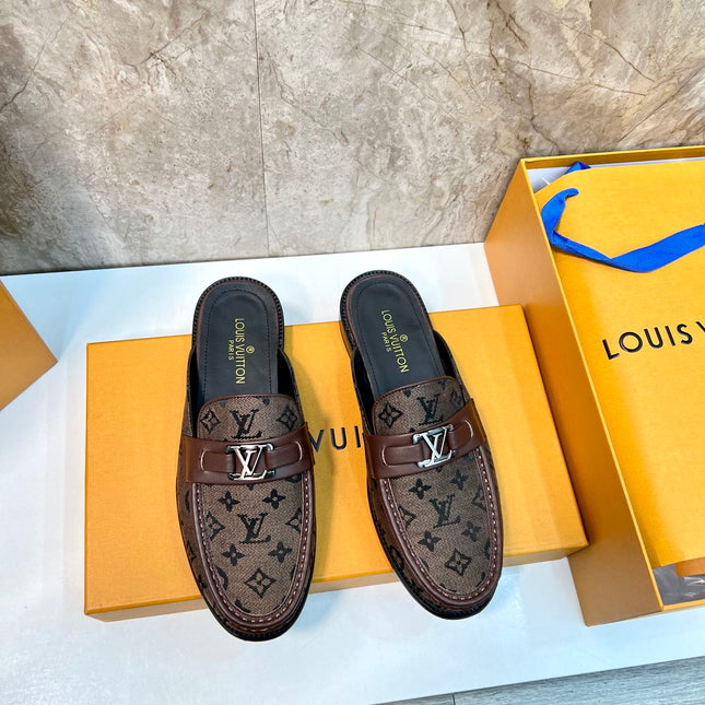 LV EASY MULE DARK BROWN MONOGRAM CANVAS