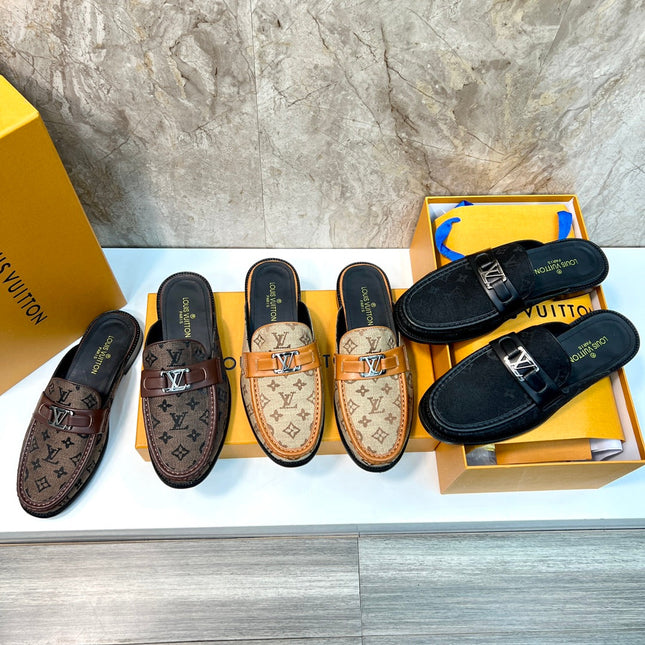 LV EASY MULE DARK BROWN MONOGRAM CANVAS