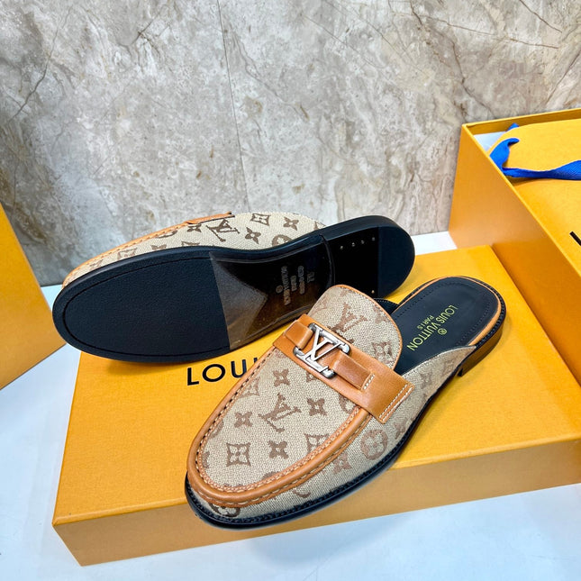 LV EASY MULE BEIGE CREAM MONOGRAM CANVAS