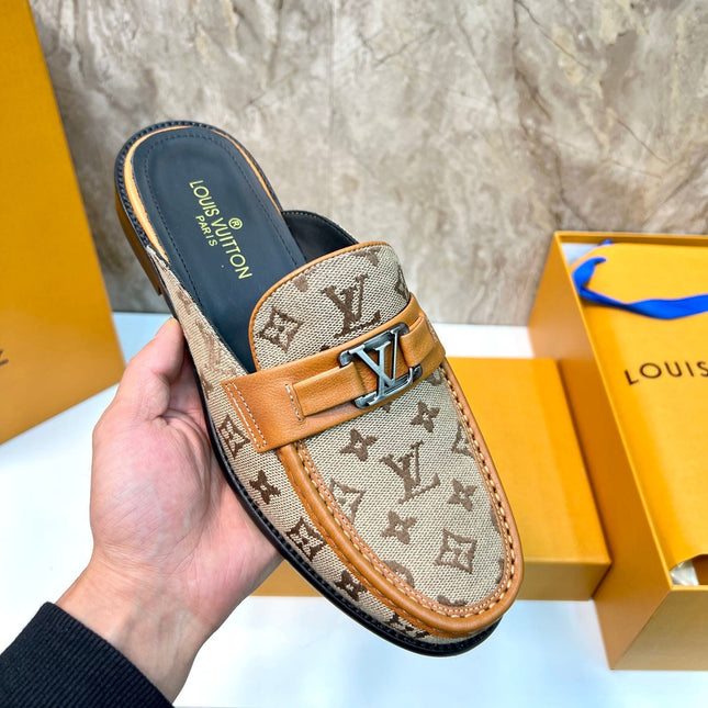 LV EASY MULE BEIGE CREAM MONOGRAM CANVAS
