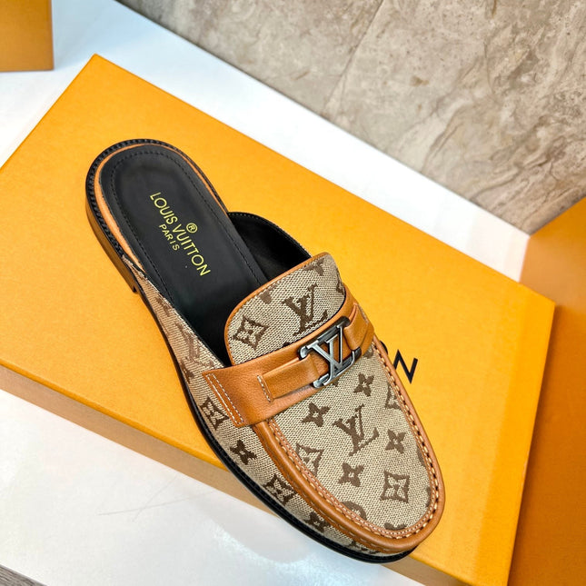 LV EASY MULE BEIGE CREAM MONOGRAM CANVAS
