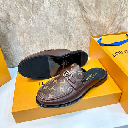 LV EASY MULE IN BROWN CHOCOLATE MONOGRAM CALFSKIN