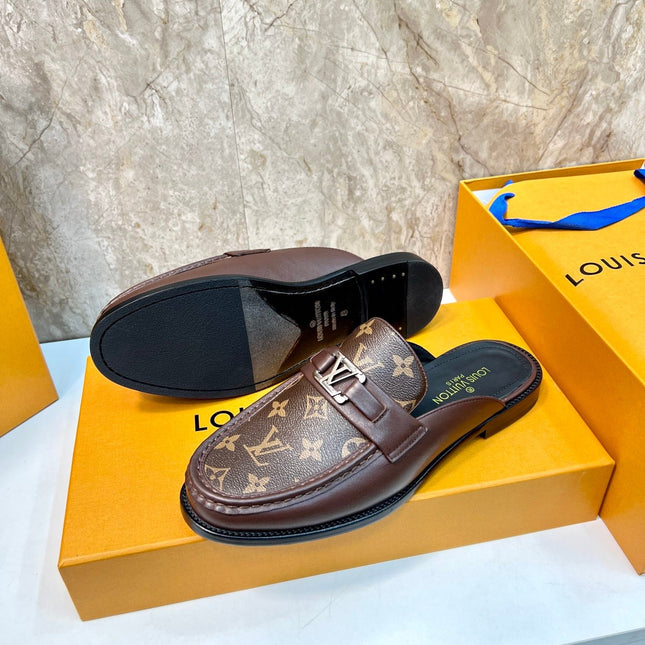 LV EASY MULE IN BROWN CHOCOLATE MONOGRAM CALFSKIN