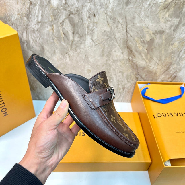 LV EASY MULE IN BROWN CHOCOLATE MONOGRAM CALFSKIN